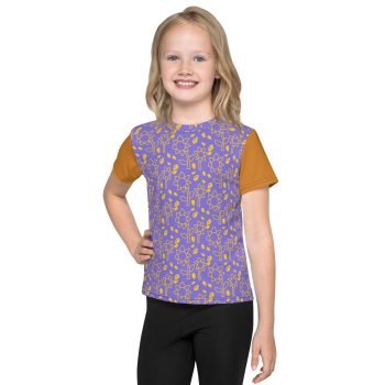 Gold and Purple Design Kids crew neck t-shirt