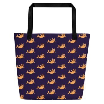 Golden Fish Digital Art Design Print Large Tote Bag