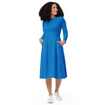 Blue Print long sleeve midi dress